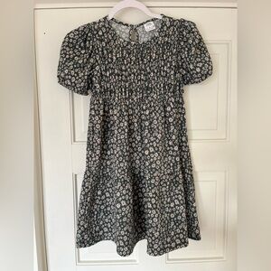 Zara Kids Floral Dress - Dark Green and White